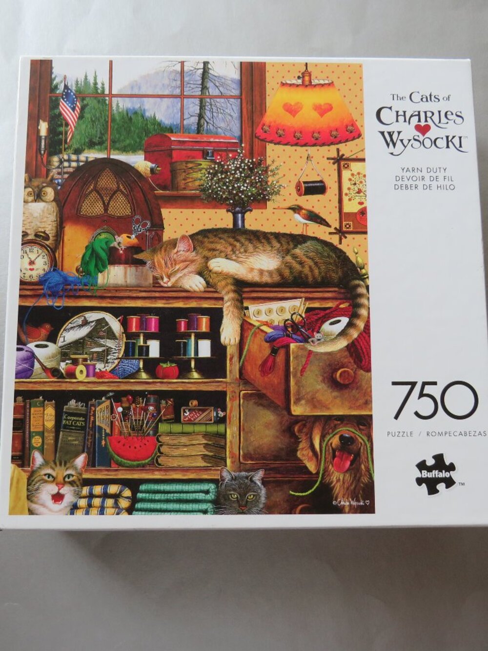 The Cats Of Charles Wysocki “Yarn Duty” 750 PC Buffalo Games 97070 18” x 24” New